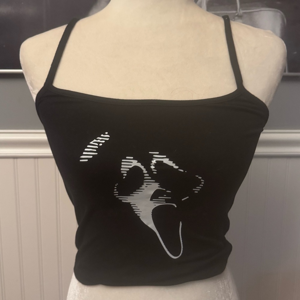 Shein Scream Ghostface Graphic Cropped Tank Spaghetti Strap Size XS